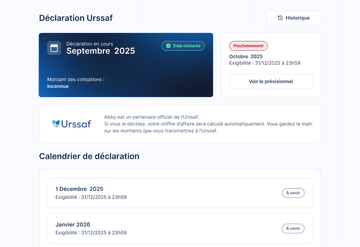 Écran de déclaration URSSAF
